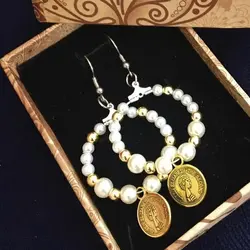 گوشواره مروارید حلقه ای اسپرت سفید و طلایی اکسسوری زیورآلات زنانه دخترانه