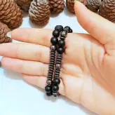 دستبند ست مردانه سنگ اونیکس و حدید دودی و لاوا اکسسوری دستساز رنگ ثابت اسپرت