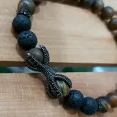 دستبند سنگ چشم ببر و لاوا و پنجه عقاب و رینگ های سوارسکی رنگ ثابت اکسسوری دستساز مردانه پسرانه