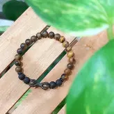 دستبند سنگ چشم ببر و لاوا و پنجه عقاب و رینگ های سوارسکی رنگ ثابت اکسسوری دستساز مردانه پسرانه