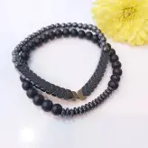 ست دستبند مردانه سنگ حدید فلشی و واشری و اونیکس اکسسوری دستساز رنگ ثابت