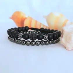 ست دستبند اسپرت اونیکس و حدید و گوی سوارسکی اکسسوری دستساز زنانه مردانه