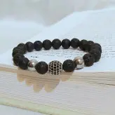 دستبند مردانه لاوا و گوی سوارسکی اکسسوری دستساز رنگ ثابت پسرانه