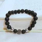 دستبند مردانه لاوا و گوی سوارسکی اکسسوری دستساز رنگ ثابت پسرانه