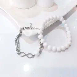 ست دستبند اونیکس و پلاک سوارسکی بینهایت زیورآلات دستساز رنگ ثابت زنانه دخترانه