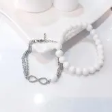 ست دستبند اونیکس و پلاک سوارسکی بینهایت زیورآلات دستساز رنگ ثابت زنانه دخترانه