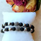 ست دستبند مردانه دو تایی اونیکس و حدید و گوی سوارسکی اکسسوری دستساز رنگ ثابت