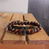 ست دستبند سنگ چشم شاهین و سنگ حدید فلشی اکسسوری مردانه