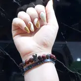 ست دستبند سنگ چشم شاهین و سنگ حدید فلشی اکسسوری مردانه