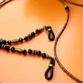 بند عینک کریستال و منجوق و خرجکارهای برنزی