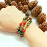 دستبند سنگ تورمالین جید مرجان فنری زیورآلات اکسسوری زنانه دخترانه دستساز برنزی