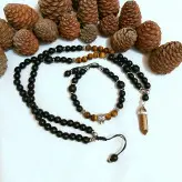 ست مردانه سنگ چشم ببر و اونیکس مشکی اکسسوری دستساز پسرانه