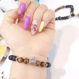 ست مردانه سنگ چشم ببر و اونیکس مشکی اکسسوری دستساز پسرانه