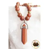 گردنبند سنگ دلربا و حدید طلایی با پلاک منشوری دلربا اکسسوری دستساز زنانه مردانه