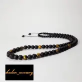 گردنبند سنگ اونیکس و چشم ببر با گوی سوارسکی زیورآلات دستساز رنگ ثابت زنانه مردان