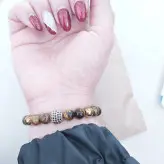 دستبند سنگ چشم ببر و گوی سوارسکی و حدید طلایی رنگ ثابت مردانه اکسسوری اسپرت پسرانه