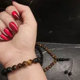 ست گردنبند و دستبند اونیکس و سنگ چشم ببر مردانه اکسسوری اسپرت پسرانه