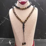 ست گردنبند و دستبند اونیکس و سنگ چشم ببر مردانه اکسسوری اسپرت پسرانه
