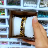 دستبند ست مردانه سنگ چشم ببر و حدید طلایی اکسسوری پسرانه اسپرت