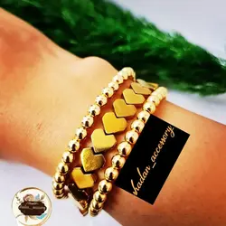 ست دستبند تمام حدید طلایی زنانه اکسسوری رنگ ثابت دخترانه