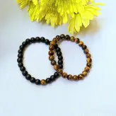 ست دستبند مردانه سنگ چشم ببر و اونیکس مشکی مات اکسسوری دستساز پسرانه