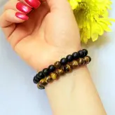 ست دستبند مردانه سنگ چشم ببر و اونیکس مشکی مات اکسسوری دستساز پسرانه