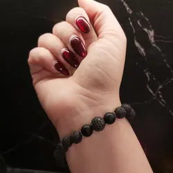 دستبند سنگ لاوا و گوی سوارسکی اکسسوری رنگ ثابت زنانه مردانه