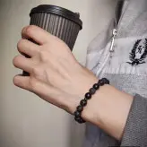 دستبند سنگ لاوا و گوی سوارسکی اکسسوری رنگ ثابت زنانه مردانه