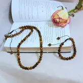 گردنبند و دستبند اسپرت سنگ چشم ببر اکسسوری دستساز زنانه مردانه