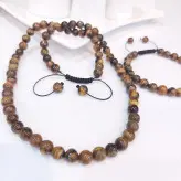 گردنبند و دستبند اسپرت سنگ چشم ببر اکسسوری دستساز زنانه مردانه