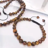 گردنبند و دستبند اسپرت سنگ چشم ببر اکسسوری دستساز زنانه مردانه