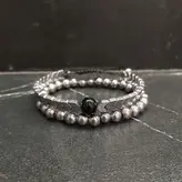 ست دستبند مردانه سنگ حدید و اونیکس اکسسوری دستساز مردانه پسرانه رنگ ثابت