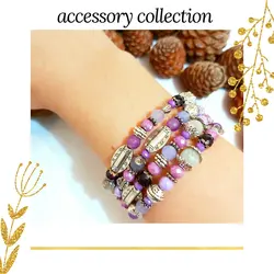 دستبند فنری چند دور بنفش اکسسوری زیورآلات خاص دست ساز زنانه دخترانه