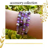 دستبند فنری چند دور بنفش اکسسوری زیورآلات خاص دست ساز زنانه دخترانه