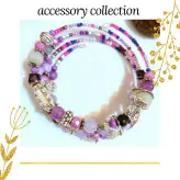 دستبند فنری چند دور بنفش اکسسوری زیورآلات خاص دست ساز زنانه دخترانه