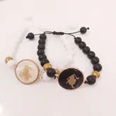 ست دستبند ماه تولد دختر و پسر و زنانه و مردانه اونیکس مشکی و سفید اسپرت حدید طلایی اکسسوری زیورآلات