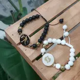 ست دستبند ماه تولد دختر و پسر و زنانه و مردانه اونیکس مشکی و سفید اسپرت حدید طلایی اکسسوری زیورآلات