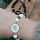 ست دستبند ماه تولد دختر و پسر و زنانه و مردانه اونیکس مشکی و سفید اسپرت حدید طلایی اکسسوری زیورآلات