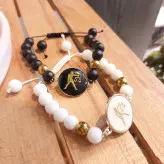 ست دستبند ماه تولد دختر و پسر و زنانه و مردانه اونیکس مشکی و سفید اسپرت حدید طلایی اکسسوری زیورآلات