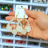 گوشواره مروارید حلقه ای زیورآلات مجلسی سفید