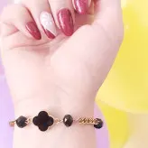 دستبند کریستال با پلاک ونکلیف و زنجیر استیل رنگ ثابت زیورآلات دستساز زنانه دخترانه