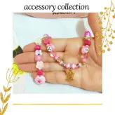 ست گردنبند و دستبند دخترانه صورتی اکسسوری دستساز