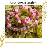 ست گردنبند و دستبند دخترانه صورتی اکسسوری دستساز