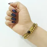 ست دستبند سنگ حدید طلایی زیورآلات زنانه و مردانه رنگ ثابت