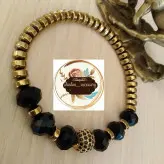 دستبند حدید و کریستال و گوی سوارسکی نگین دار اکسسوری دستساز رنگ ثابت زنانه