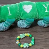 دستبند دخترانه فانتزی مهره دار سبز بچه گانه اکسسوری دخترونه مهره ای کشی