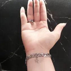 ست دستبند و انگشتر کارتیر استیل نقره ای با آویز ستاره زیورآلات رنگ ثابت زنانه