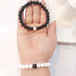 دستبند ست اونیکس دختر و پسر دوستی اکسسوری اسپرت مشکی سایز بزرگ