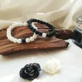 دستبند ست اونیکس دختر و پسر دوستی اکسسوری اسپرت مشکی سایز بزرگ