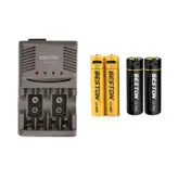 شارژر باتری بستون مدل C819 به همراه باتری قلمی و نیم قلمی قابل شارژ بسته چهار عددی